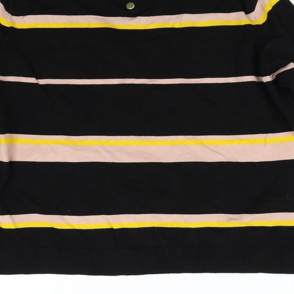 Very Womens Black Striped Knit Pullover Jumper Size 16
