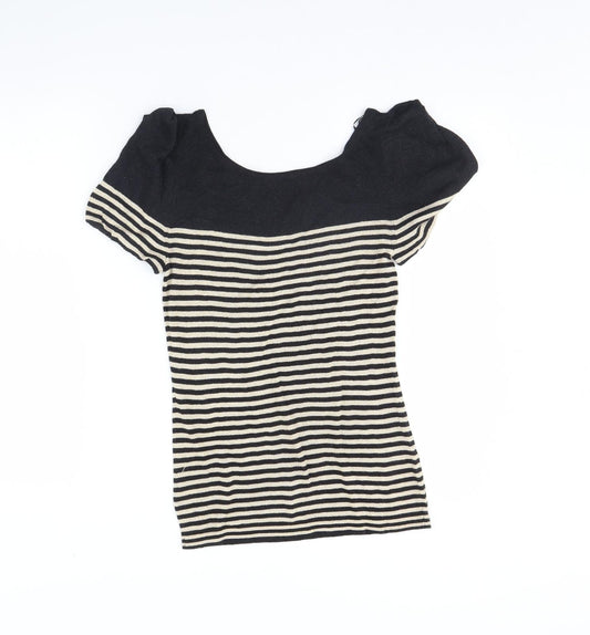 NEXT Womens Beige Striped Basic Blouse Size 12