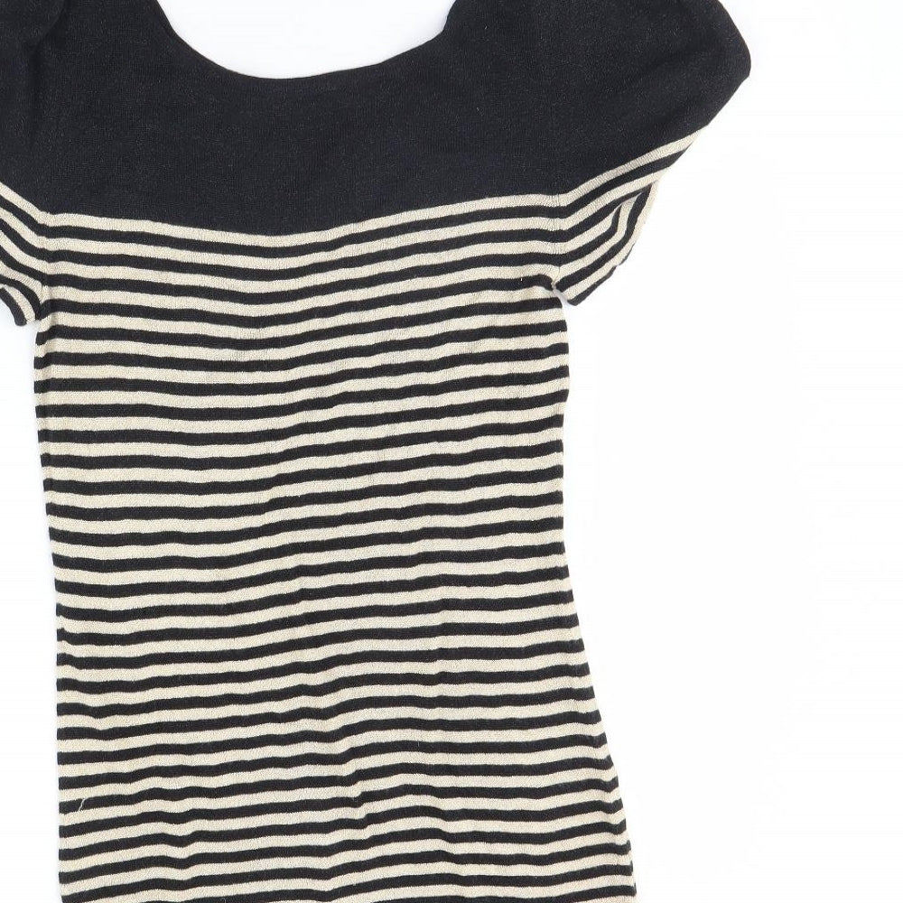 NEXT Womens Beige Striped Basic Blouse Size 12