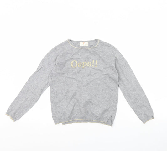 Zara Girls Grey Pullover Jumper Size 8 Years