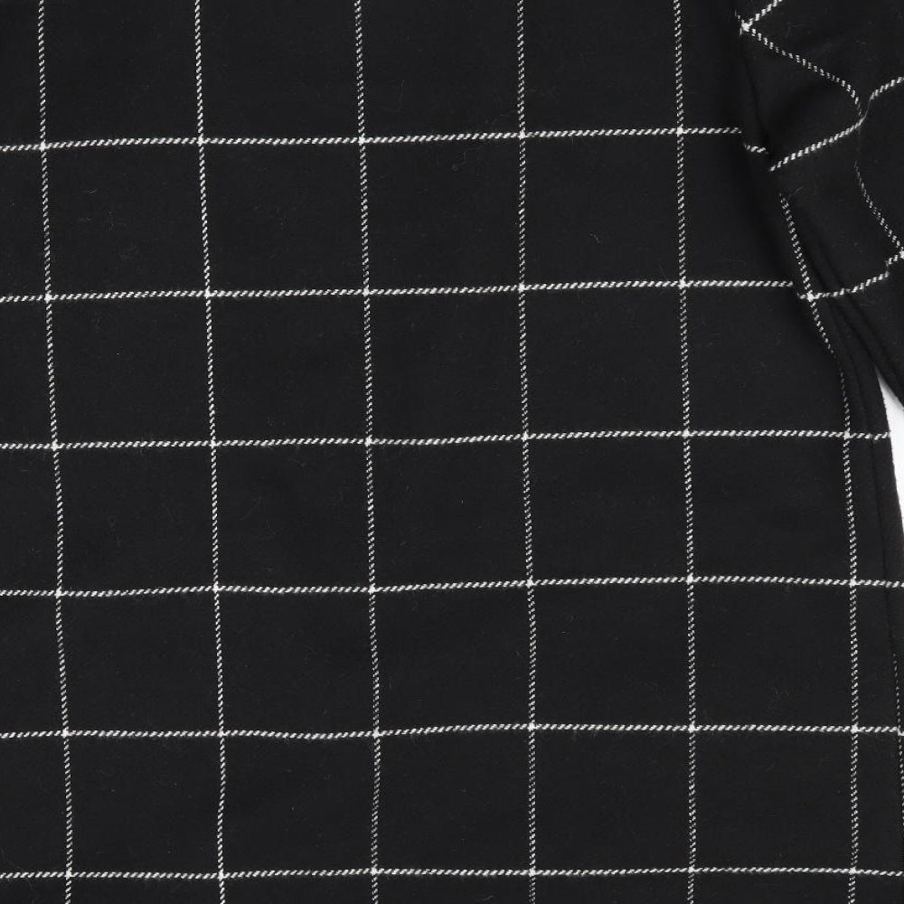 Peacocks Womens Black Check Overcoat Coat Size 8