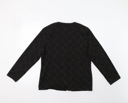 Bonmarché Womens Black Geometric Jacket Blazer Size 16