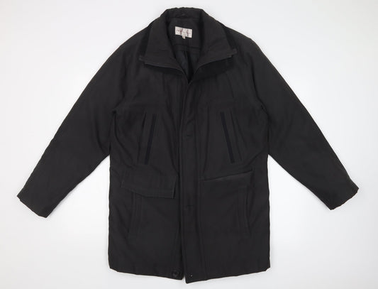 EWM Mens Black Overcoat Coat Size S
