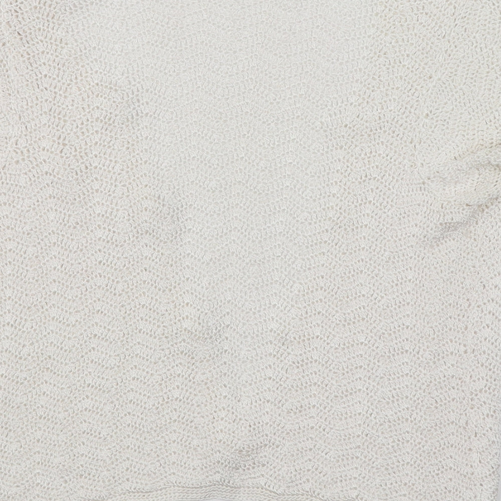 Richards Womens White Argyle/Diamond Cardigan Jumper Size S