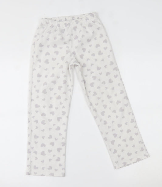 George Girls White Lounge Pants Size 7-8 Years - heart pattern