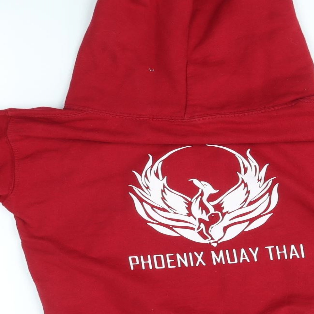 PHOENIX MUAY THAI Boys Red Pullover Hoodie Size 9-10 Years