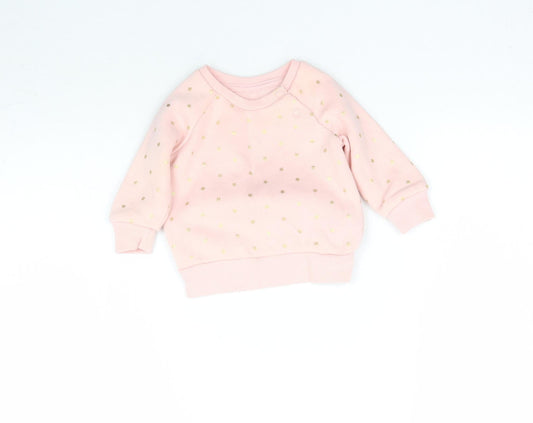 Primark Girls Pink Pullover Jumper Size 3-6 Months - Star Pattern Sweatshirt