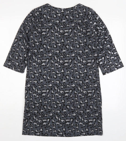 TU Womens Grey Animal Print T-Shirt Dress Size 8