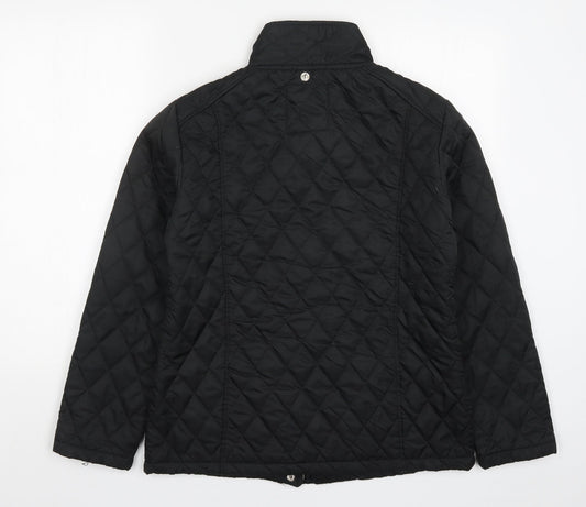 Malaika Womens Black Quilted Coat Size L
