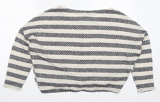 New Look Womens Beige Striped Basic T-Shirt Size M - Tie Front