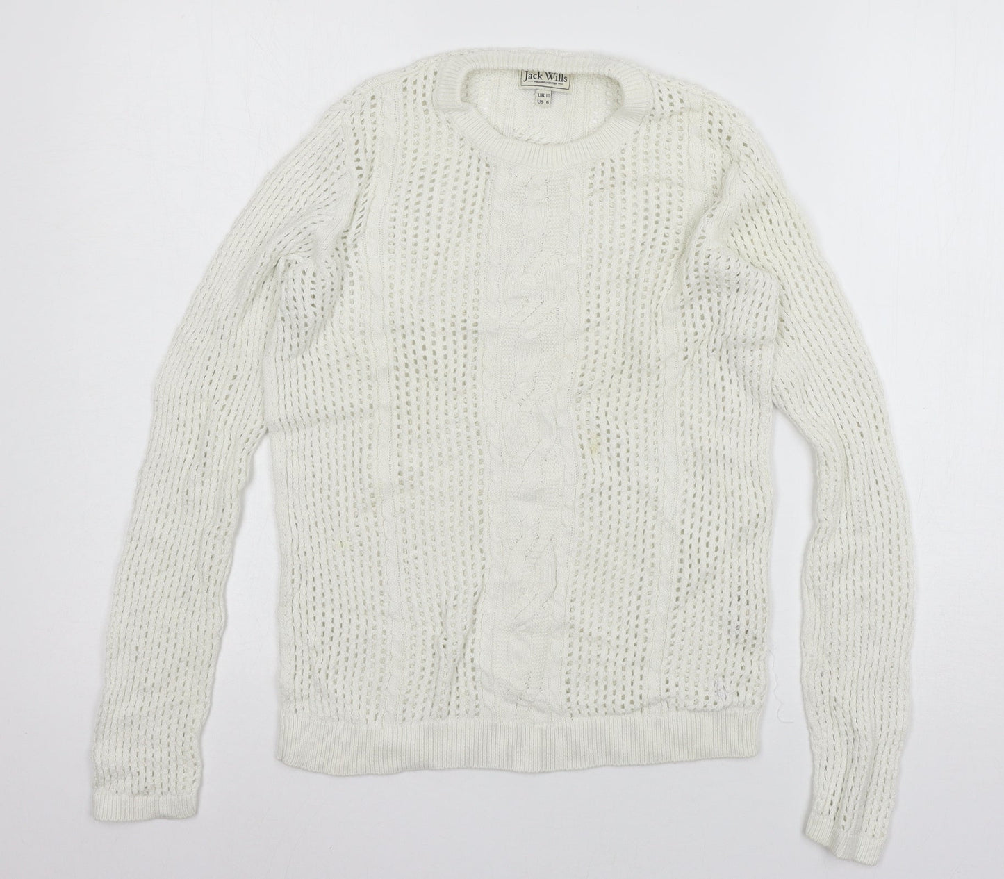 Jack Wills Womens White Knit Pullover Jumper Size 10