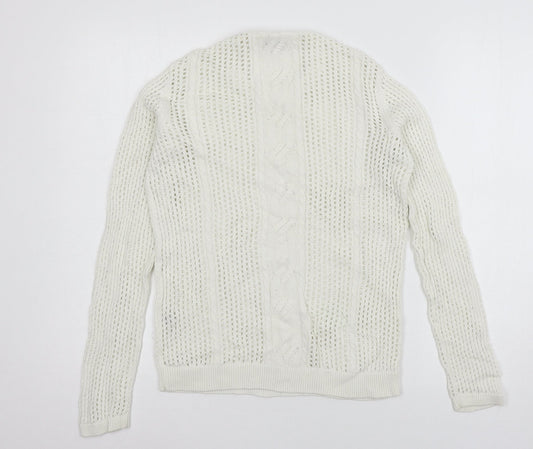 Jack Wills Womens White  Knit Pullover Jumper Size 10