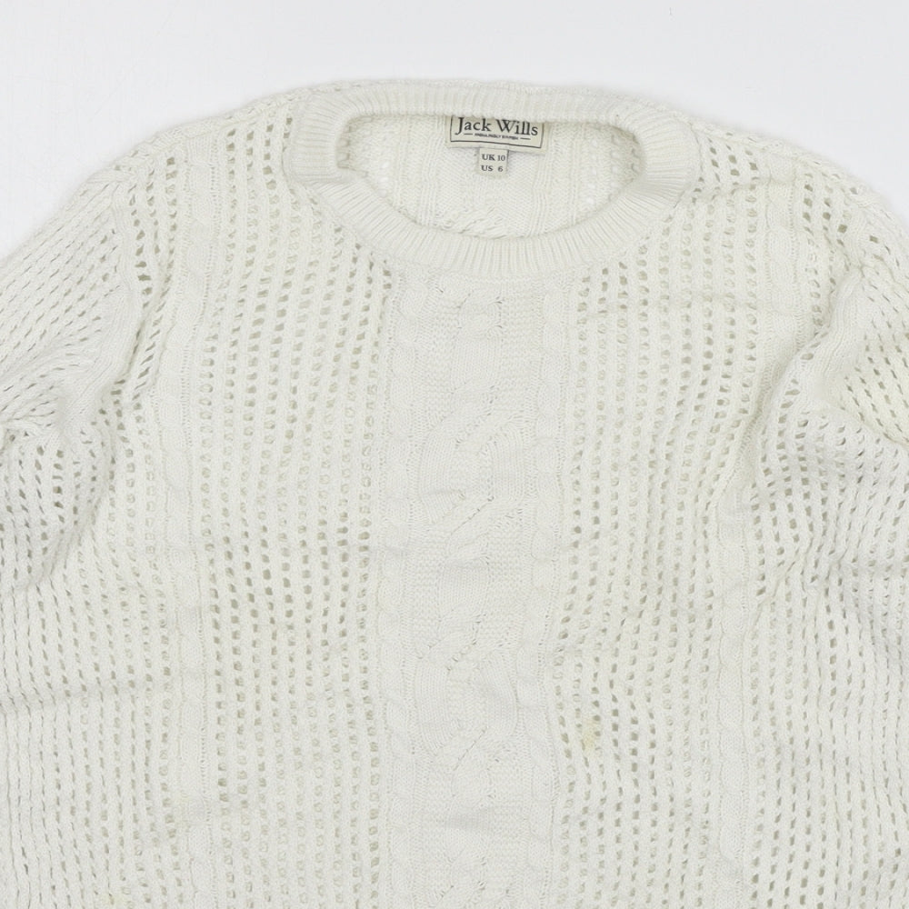 Jack Wills Womens White Knit Pullover Jumper Size 10