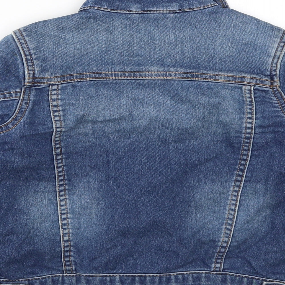 Brand and care label for Gap girls’ blue denim jacket, size 5, years