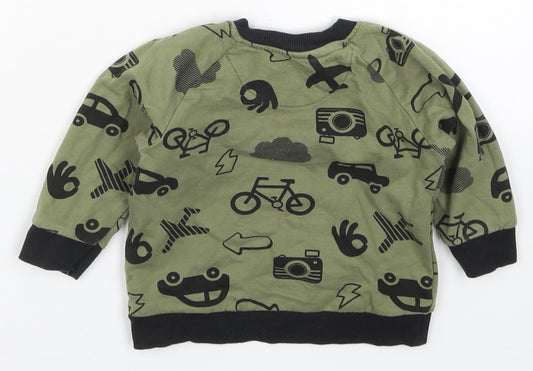 Nutmeg Boys Green Basic T-Shirt Size 6-9 Months - Cars Bicycles Planes