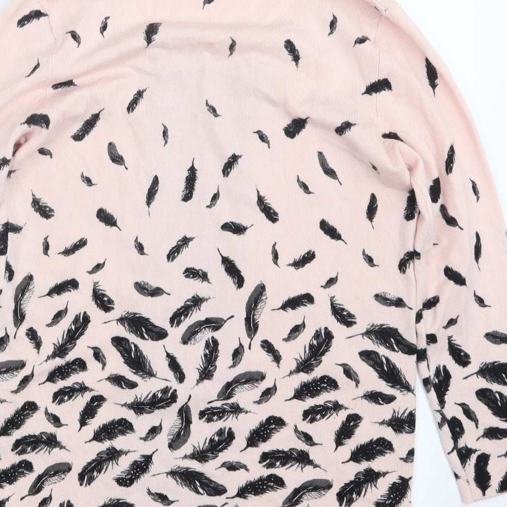 M&Co Womens Pink Geometric Knit Pullover Jumper Size 8