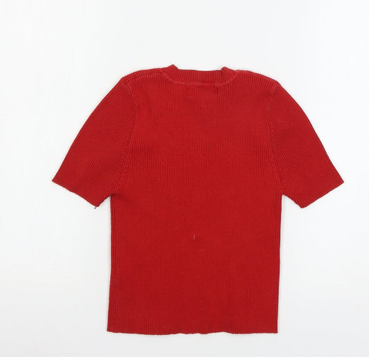 FOREVER 21 Womens Red Knit Basic T-Shirt Size M