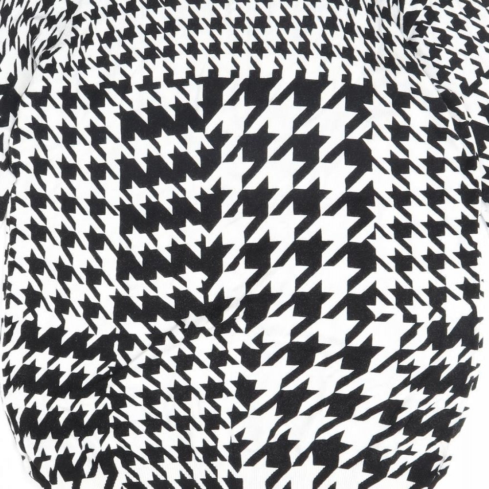 M&s Womens Black Herringbone Pullover Jumper Size 12