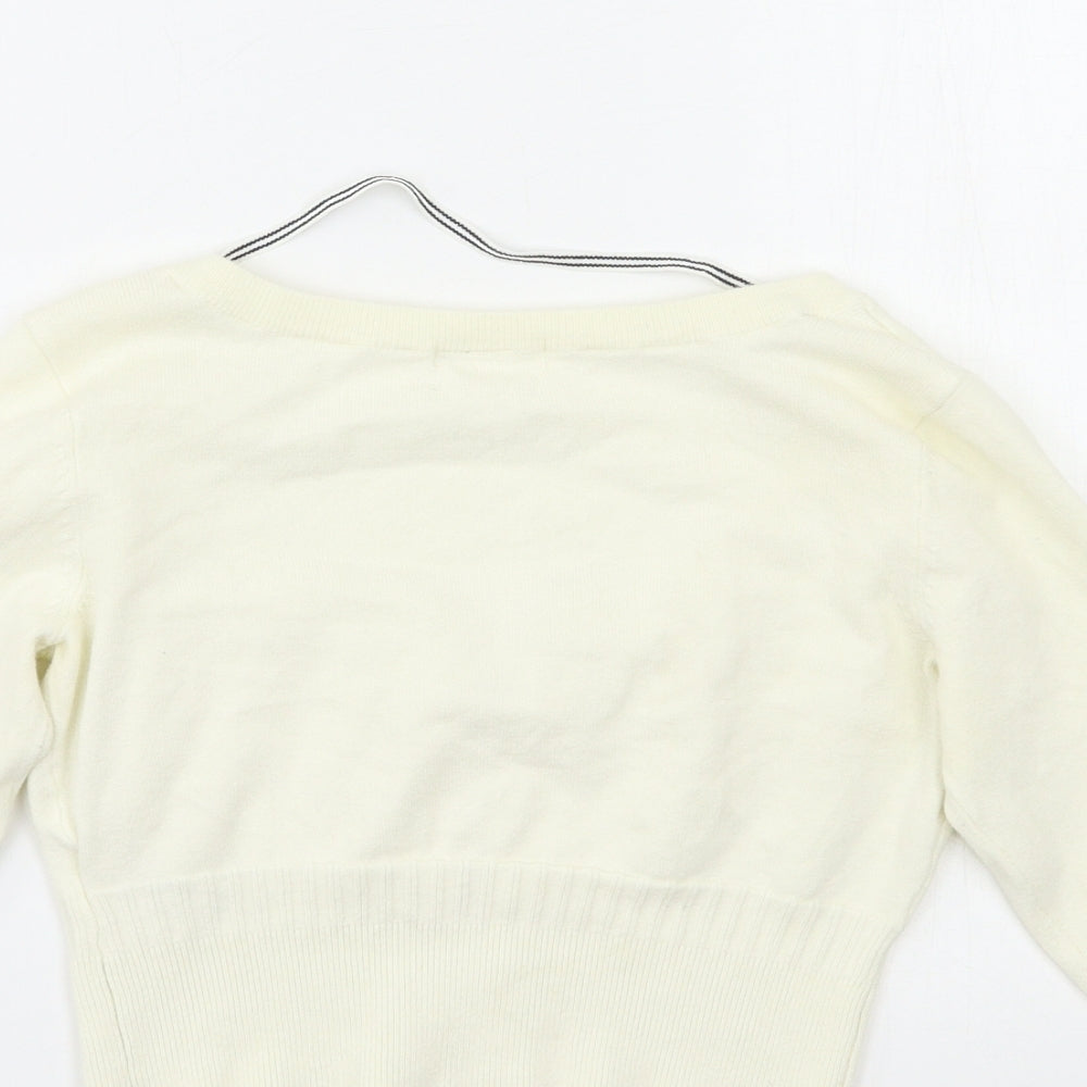 H&M Womens Beige Knit Cardigan Jumper Size XS
