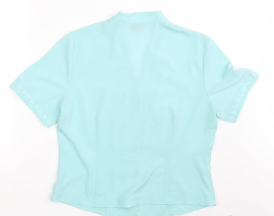 Riddella Womens Green Geometric Basic Button-Up Size 14