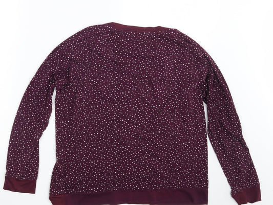 LOVE TO LOUNGE Womens Purple Spotted Pullover Sweatshirt Size 10