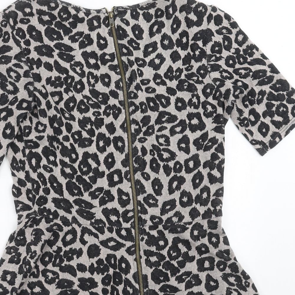 NEXT Womens Black Animal Print Knit Pullover Jumper Size 10