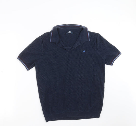 Easy Mens Blue Geometric Polo Size L