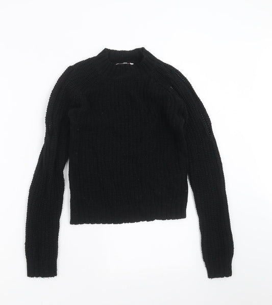 Miss Evie Girls Black Knit Pullover Jumper Size 9-10 Years - cold Shoulder