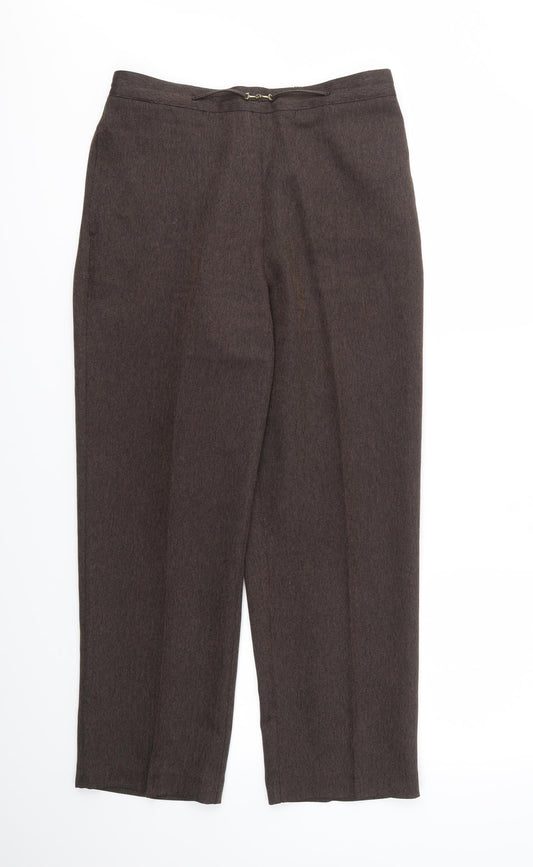 BHS Womens Brown Trousers Size 12 L26 in - stretch waistband