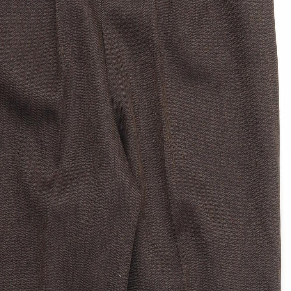 BHS Womens Brown Trousers Size 12 L26 in - stretch waistband