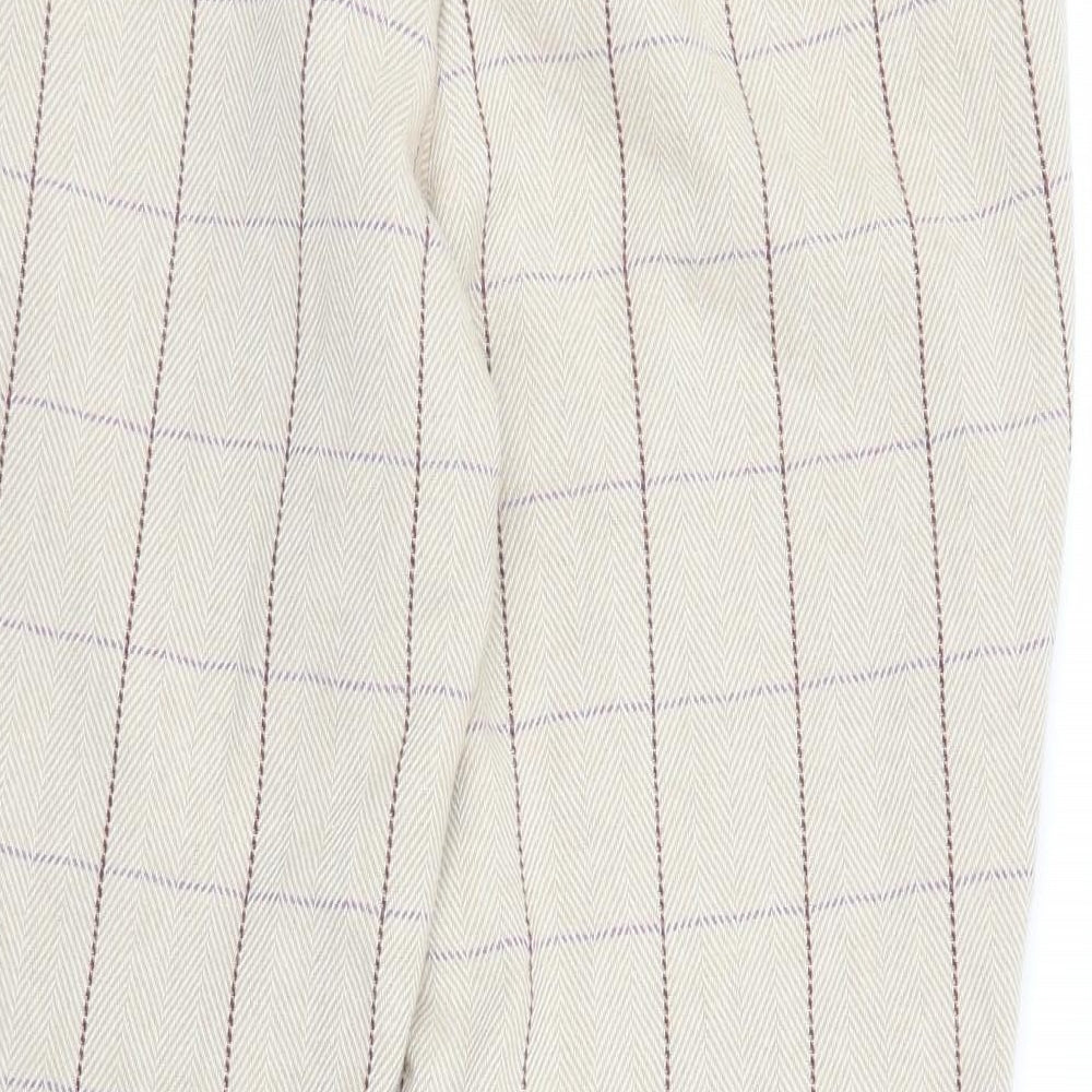 Cotton Traders Womens Beige Plaid Trousers Size 16 L29 in