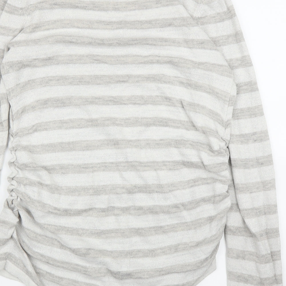 H&M Womens Grey Striped Pullover Jumper Size S