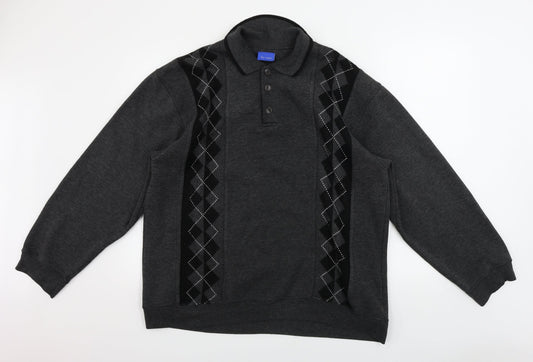 For Men Mens Grey Geometric Polo Size M