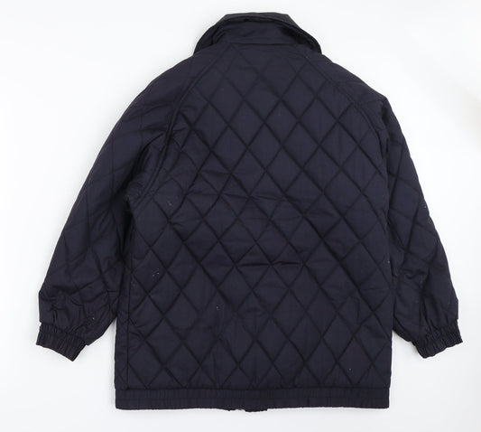 Sensations Womens Blue Quilted Coat Size 12