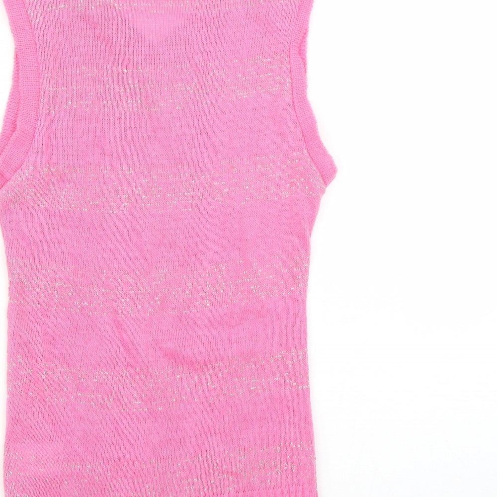 Black Pepper Womens Pink Striped Vest Jumper Size XL