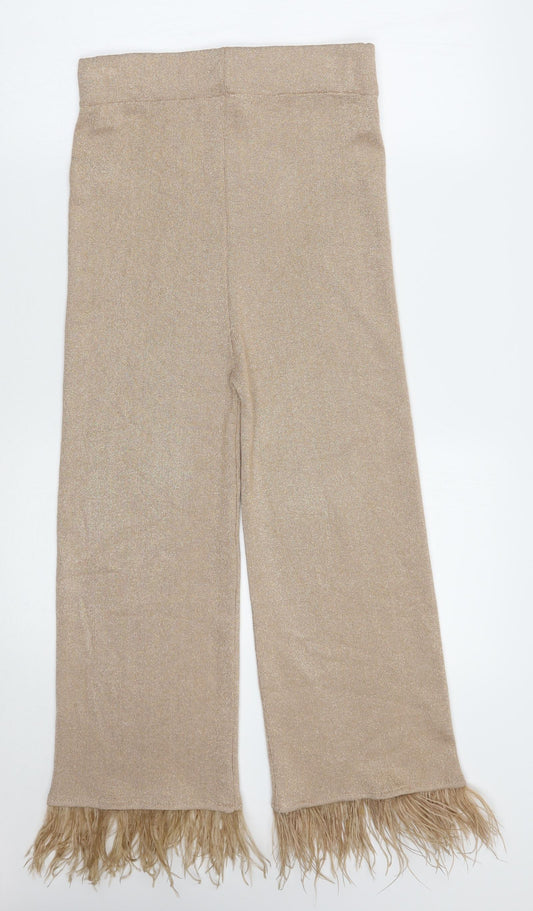 Flamade Womens Gold Trousers Size S L26 in