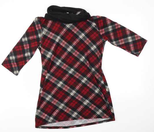 NABELLA Womens Red Check Jumper Dress Size S