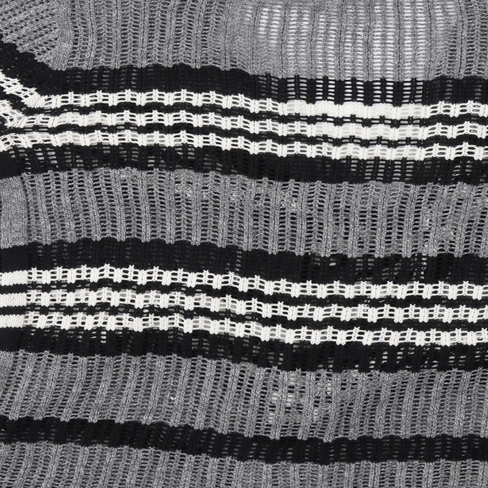 Papaya Womens Grey Striped Cardigan Jumper Size S