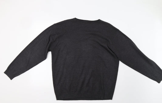 Simon Taylor Mens Grey Check Pullover Jumper Size L
