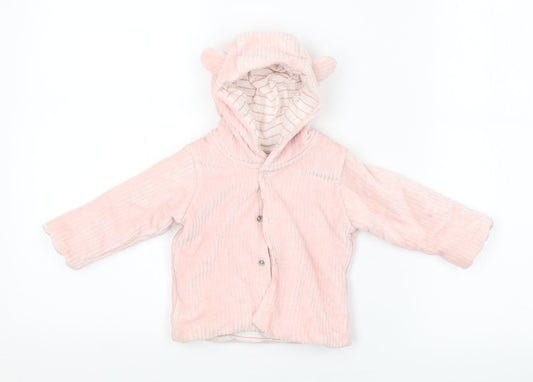 Marks & Spencer Girls Pink Basic Coat Coat Size 3-6 Months