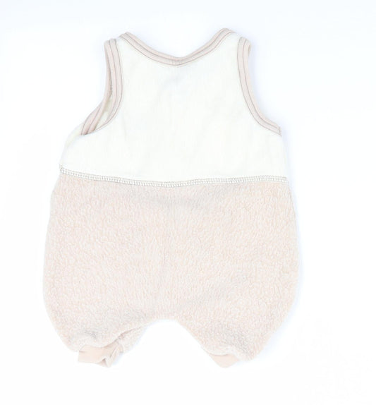 BHS Boys Beige Animal Print Dungaree One-Piece Size 3-6 Months - Dog Logo