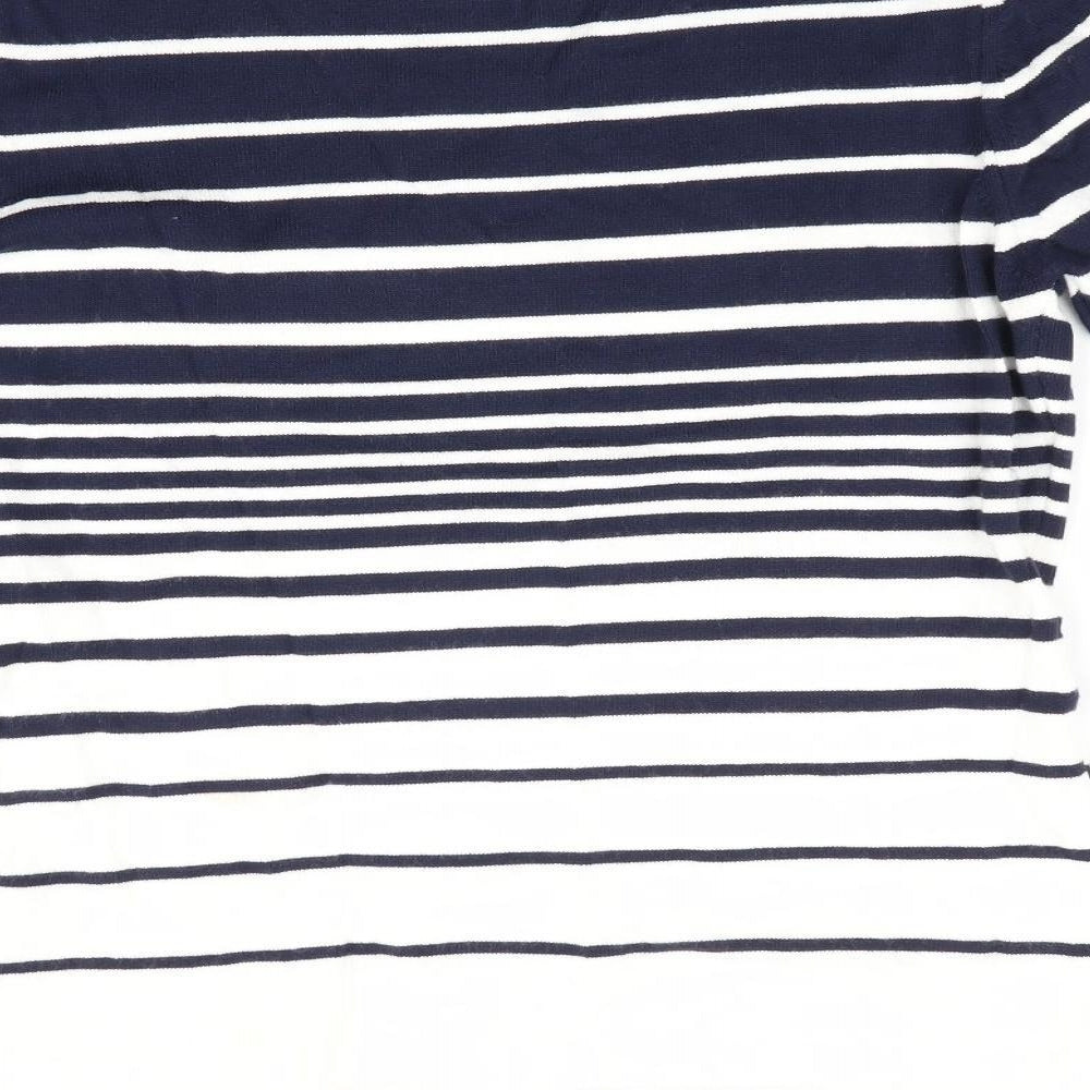 Afibel Womens Blue Striped Pullover Jumper Size 10