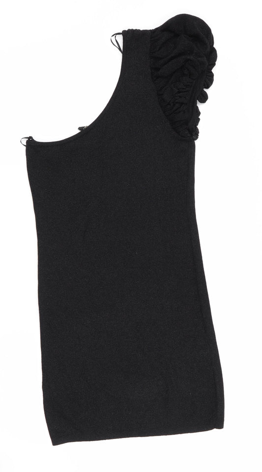 Oasis Womens Black Jumper Dress Size 10 - Subtle glitter effect