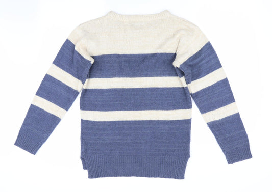 Atmo# Womens Blue Striped Pullover Jumper Size 8