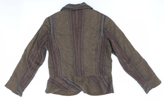 Adini Womens Brown Striped Jacket Size S