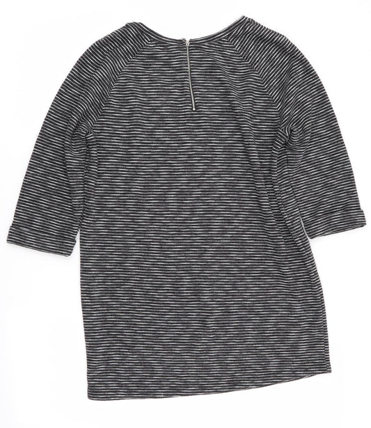 New Look Womens Black Striped Jumper Dress Size 14 - Back Zip