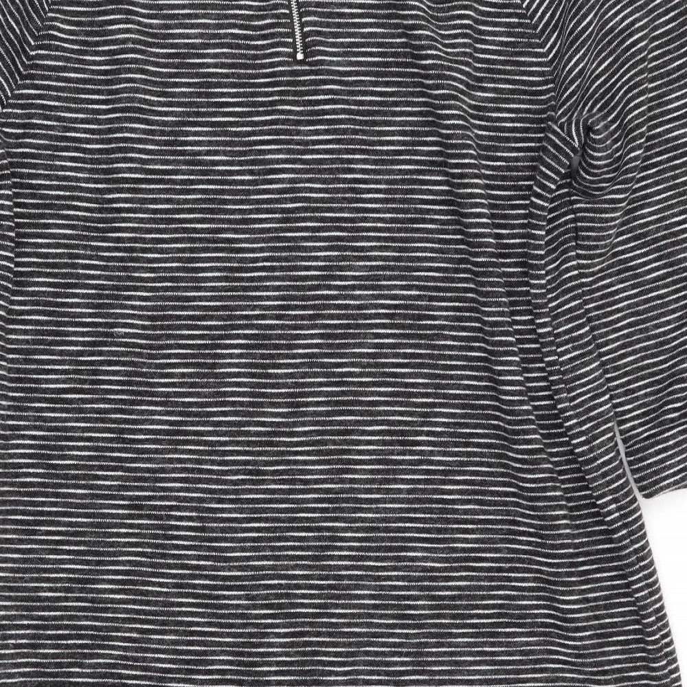 New Look Womens Black Striped Jumper Dress Size 14 - Back Zip