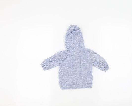 Next Baby Blue Striped Parka Coat Size 0-3 Months