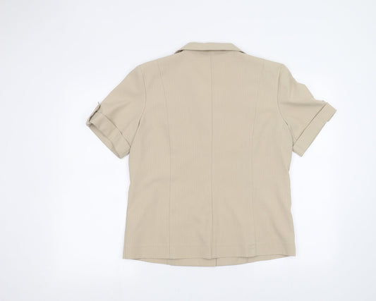 Classics Womens Brown Basic Button-Up Size 14