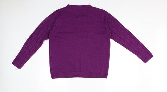 ISLE Womens Purple Striped Pullover Sweatshirt Size 12